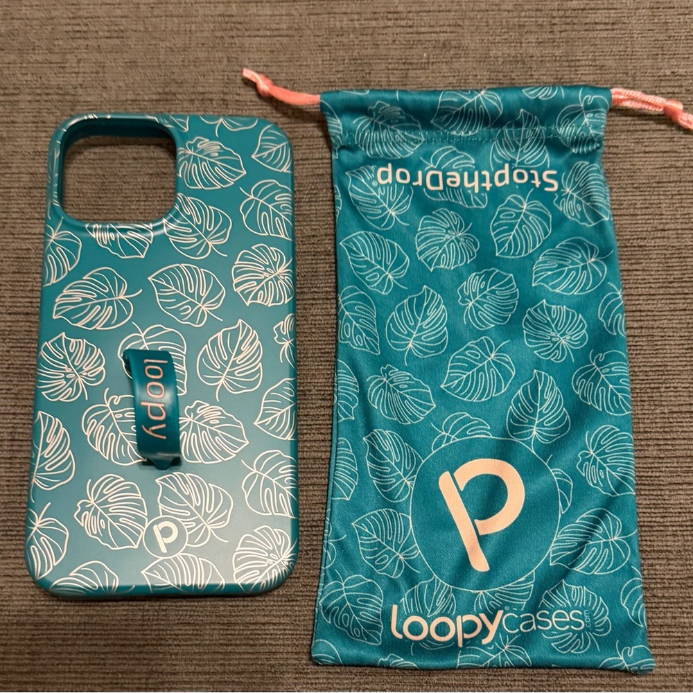 Loopy Case Teal Metallic Monstera Case - iPhone 13 Pro Max